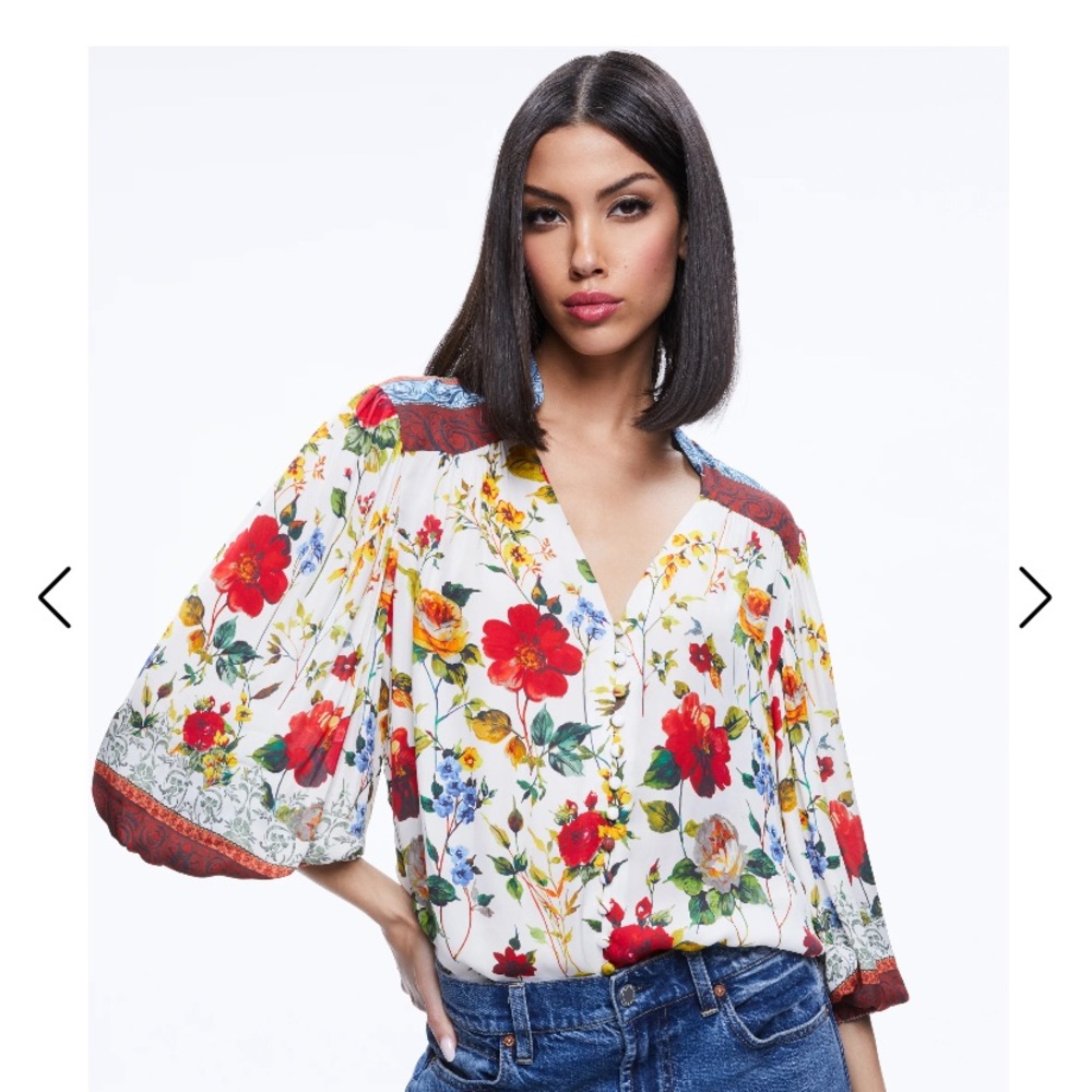 NWT Alice and Olivia Serena button front top sz S